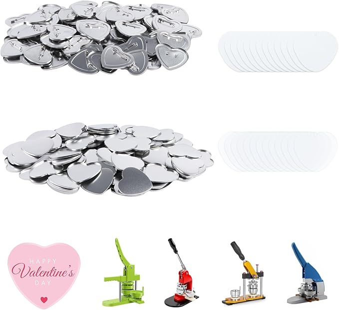 MK.Bear 100 sets of heart-shaped pin-back button parts